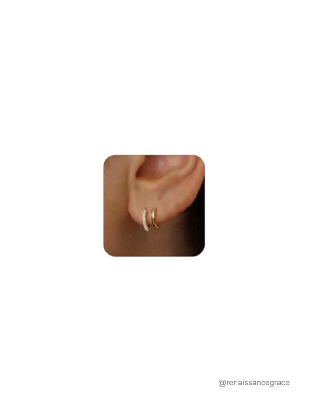 14K Gold Plated Hoop Earrings for Women - Illusion Cute Stud Pair